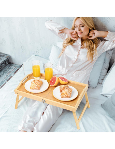Bandeja de Cama Plegable Ollieroo de Bambú 50x30cm