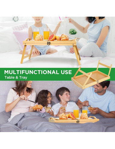 Bandeja de Cama Plegable Ollieroo de Bambú 50x30cm