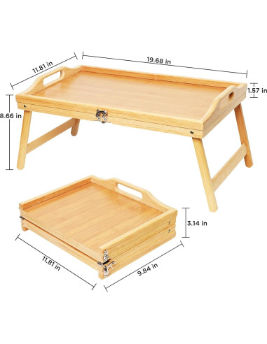 Bandeja de Cama Plegable Ollieroo de Bambú 50x30cm