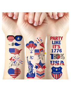 Tatuajes Temporales Patrióticos 4 de Julio HIFANMM - 4 Hojas