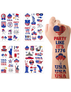Tatuajes Temporales Patrióticos 4 de Julio HIFANMM - 4 Hojas 2
