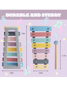 Xilófono Musical Infantil WoodenEdu 8 Notas Seguro 3+ Años 2