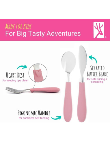 Cubiertos para Niños Elk y Amigos - Juego 6 Piezas con Silicona