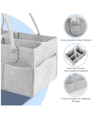 Organizador de Pañales PHILORN Gris 38x23x18 cm con Divisores