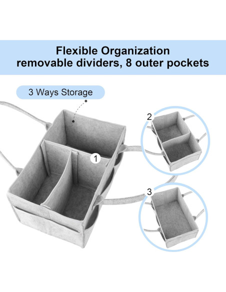 Organizador de Pañales PHILORN Gris 38x23x18 cm con Divisores