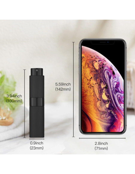 Atomizador de Perfume Rellenable Tekson 2PCS 8ml Negro