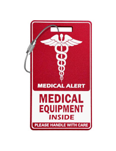 Etiqueta de Equipaje Médico TINNALART Roja y Blanca 9x5 cm