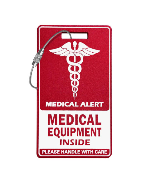Etiqueta de Equipaje Médico TINNALART Roja y Blanca 9x5 cm
