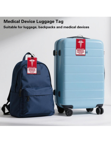 Etiqueta de Equipaje Médico TINNALART Roja y Blanca 9x5 cm