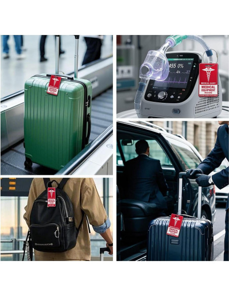 Etiqueta de Equipaje Médico TINNALART Roja y Blanca 9x5 cm