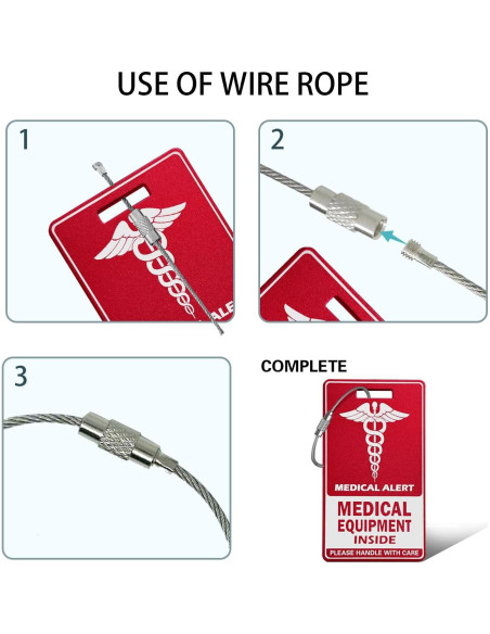 Etiqueta de Equipaje Médico TINNALART Roja y Blanca 9x5 cm