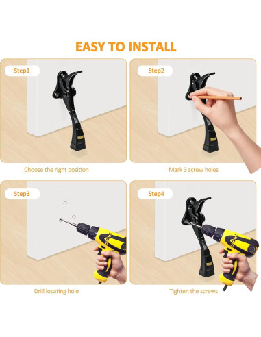 Tope de puerta GoldPig Kickdown, 10 cm, negro, 1 paquete