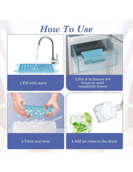 Bandeja de Hielo Mini GGUW con Contenedor - 432 Cubos de Hielo