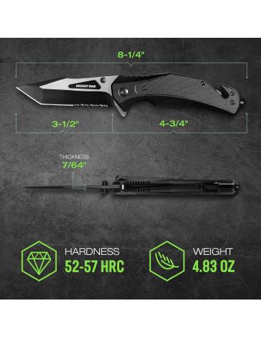 Cuchillo Plegable MOSSY OAK 12,07 cm con Rompedor de Cristales