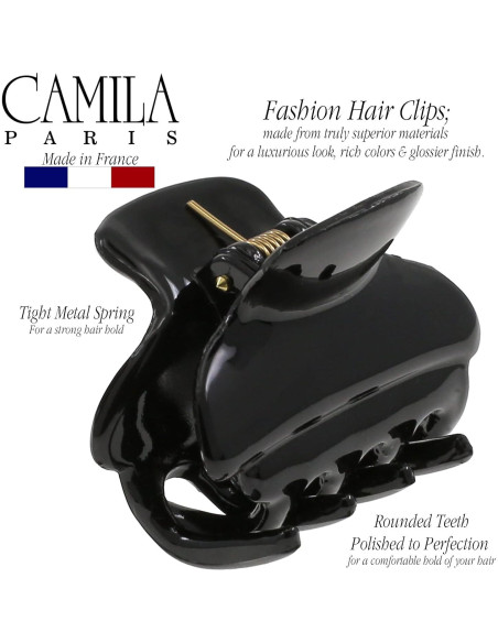 Clip de Pelo Francés Camila Paris CP3554 Negro 3.81 cm