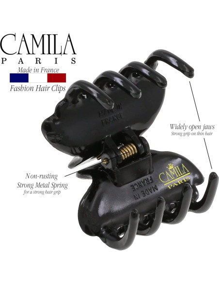Clip de Pelo Francés Camila Paris CP3554 Negro 3.81 cm