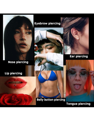 Kit de Perforación de Orejas y Nariz Romlon - 100 Piezas Acero Inoxidable 12G a 20G