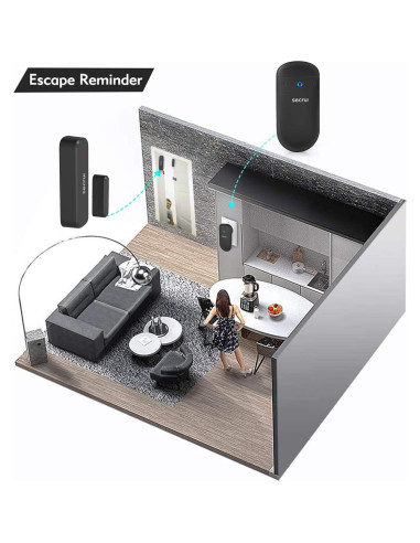 Timbre de Puerta Inalámbrico SECRUI M508+D7, 400 pies, Negro