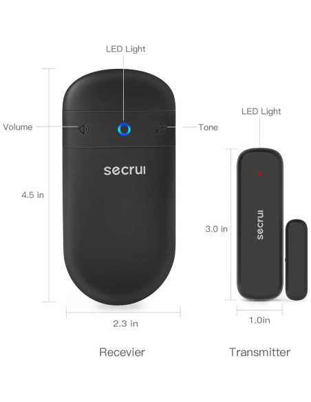 Timbre de Puerta Inalámbrico SECRUI M508+D7, 400 pies, Negro