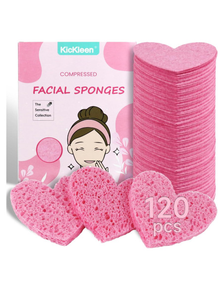 Esponjas Faciales KICKLEEN 120 Piezas Corazón Naturales Esponjas Faciales KICKLEEN 120 Piezas Corazón Naturales