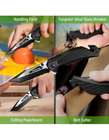 Cuchillo Plegable MOSSY OAK 12,07 cm con Rompedor de Cristales