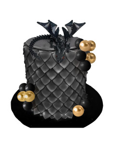 Adorno de Pastel de Dragón 3D Negro Roaring Good Time