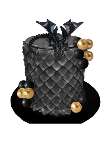 Adorno de Pastel de Dragón 3D Negro Roaring Good Time