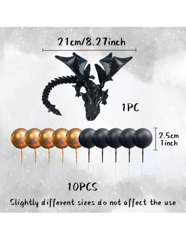 Adorno de Pastel de Dragón 3D Negro Roaring Good Time