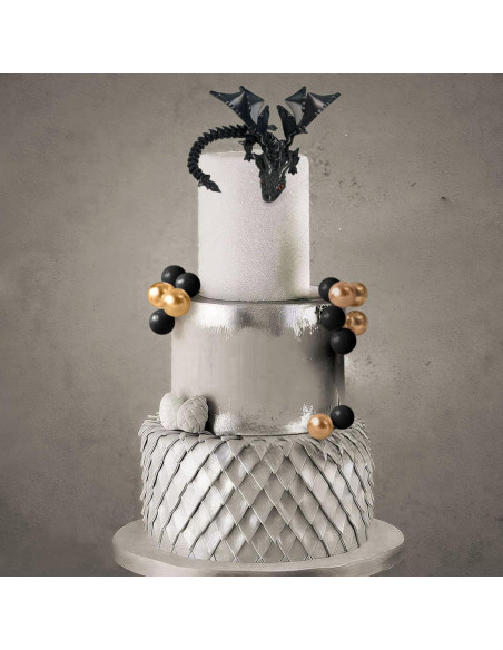 Adorno de Pastel de Dragón 3D Negro Roaring Good Time