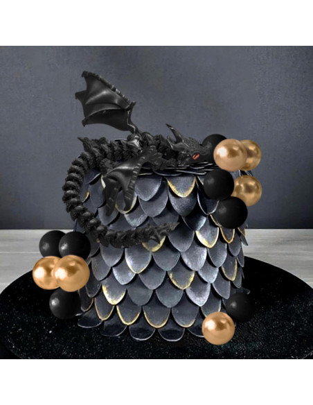 Adorno de Pastel de Dragón 3D Negro Roaring Good Time