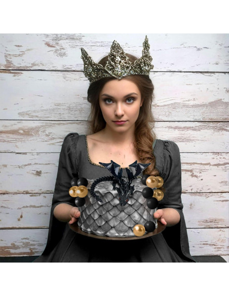 Adorno de Pastel de Dragón 3D Negro Roaring Good Time