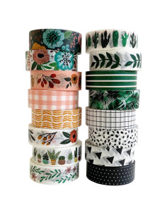 Juego de Washi Tape 16 Rollos 15 mm Cinta Decorativa Pradera