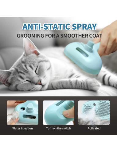 Cepillo para Gatos Herokitty con Spray Antiestático Azul