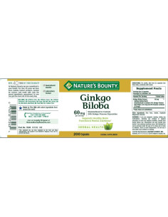 Cápsulas de Ginkgo Biloba Nature's Bounty 60mg 200 Conteo 2