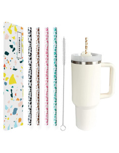 Pajitas Reutilizables de Leopardo 30cm - 4 Paquete Miyinla