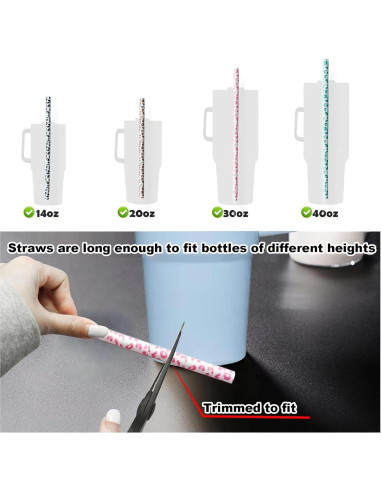 Pajitas Reutilizables de Leopardo 30cm - 4 Paquete Miyinla