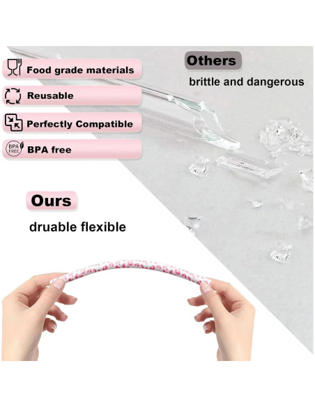 Pajitas Reutilizables de Leopardo 30cm - 4 Paquete Miyinla