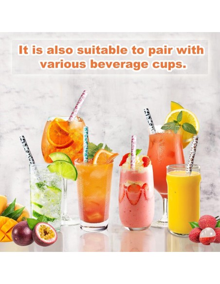 Pajitas Reutilizables de Leopardo 30cm - 4 Paquete Miyinla