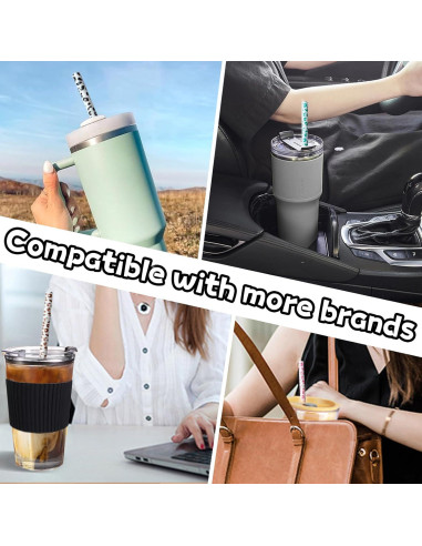 Pajitas Reutilizables de Leopardo 30cm - 4 Paquete Miyinla