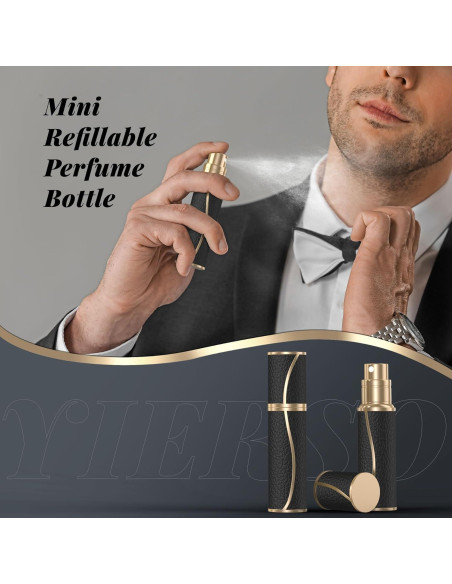 Atomizador de Perfume Rellenable YIERSO 10ml Cuero Negro