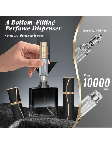 Atomizador de Perfume Rellenable YIERSO 10ml Cuero Negro