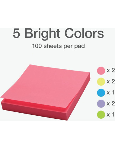 Notas Adhesivas Redi-Tag 7.62x7.62cm, Paquete de 8 Colores Brillantes