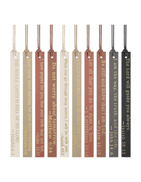 10 Marcadores de Cuero Skyygemm con Versículos Bíblicos