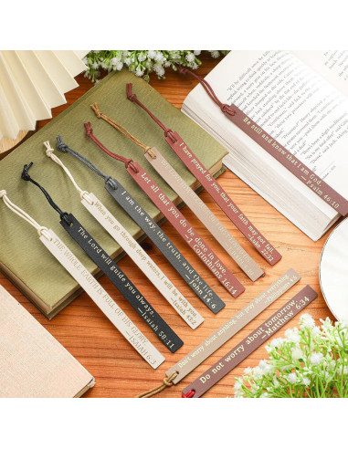 10 Marcadores de Cuero Skyygemm con Versículos Bíblicos