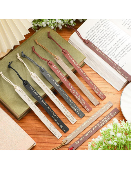 10 Marcadores de Cuero Skyygemm con Versículos Bíblicos
