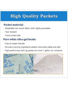 Paquetes de Gel de Silica Sohler 2g - 100 Unidades Deshidratantes 2