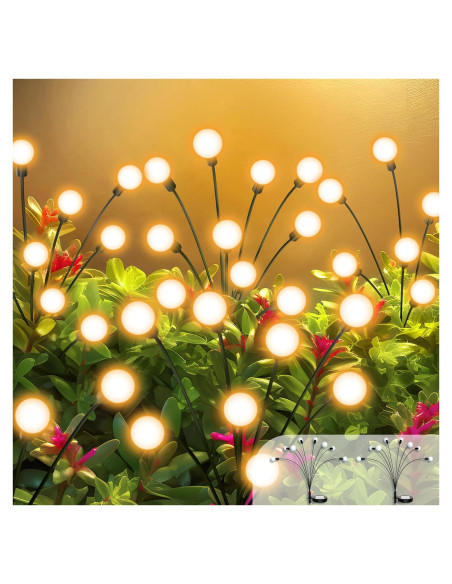 Luces de Jardín Solar ULAIYO, 2 Piezas, 8 LED, IP65 Luces de Jardín Solar ULAIYO, 2 Piezas, 8 LED, IP65