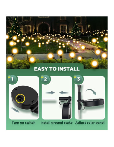 Luces de Jardín Solar ULAIYO, 2 Piezas, 8 LED, IP65