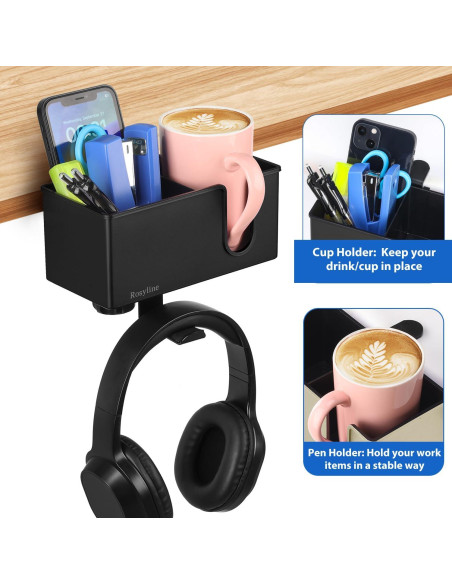 Organizador de Escritorio Clip-on 3-en-1 Rosline Negro