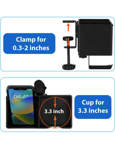 Organizador de Escritorio Clip-on 3-en-1 Rosline Negro